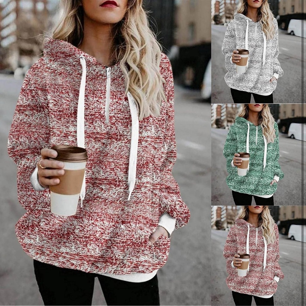 Cozy Women's Knit Red Hoodie